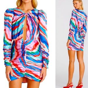 Amur Maxine Ruched Dress in Aventurine Marble